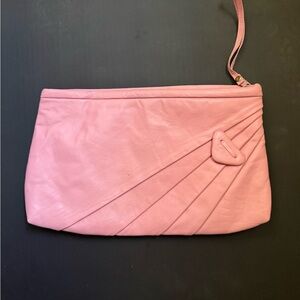 Vintage Leather Pink Clutch Bag